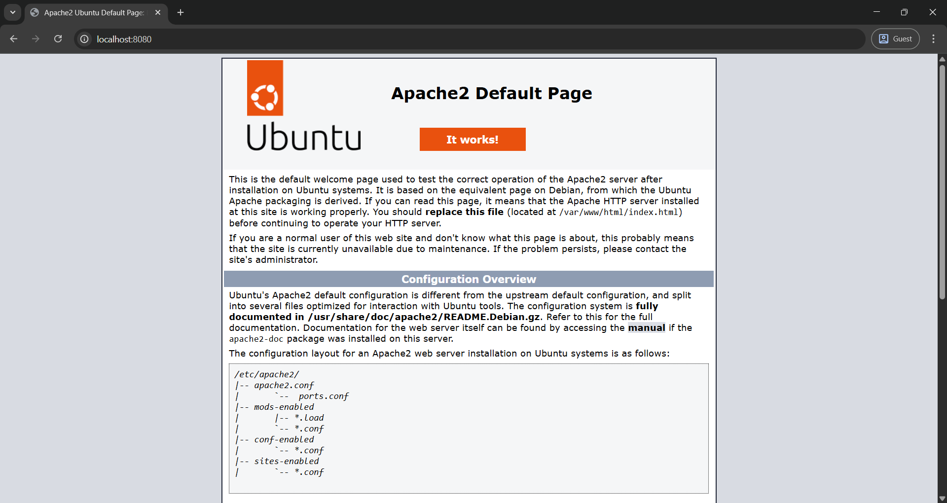 apache2 successfully