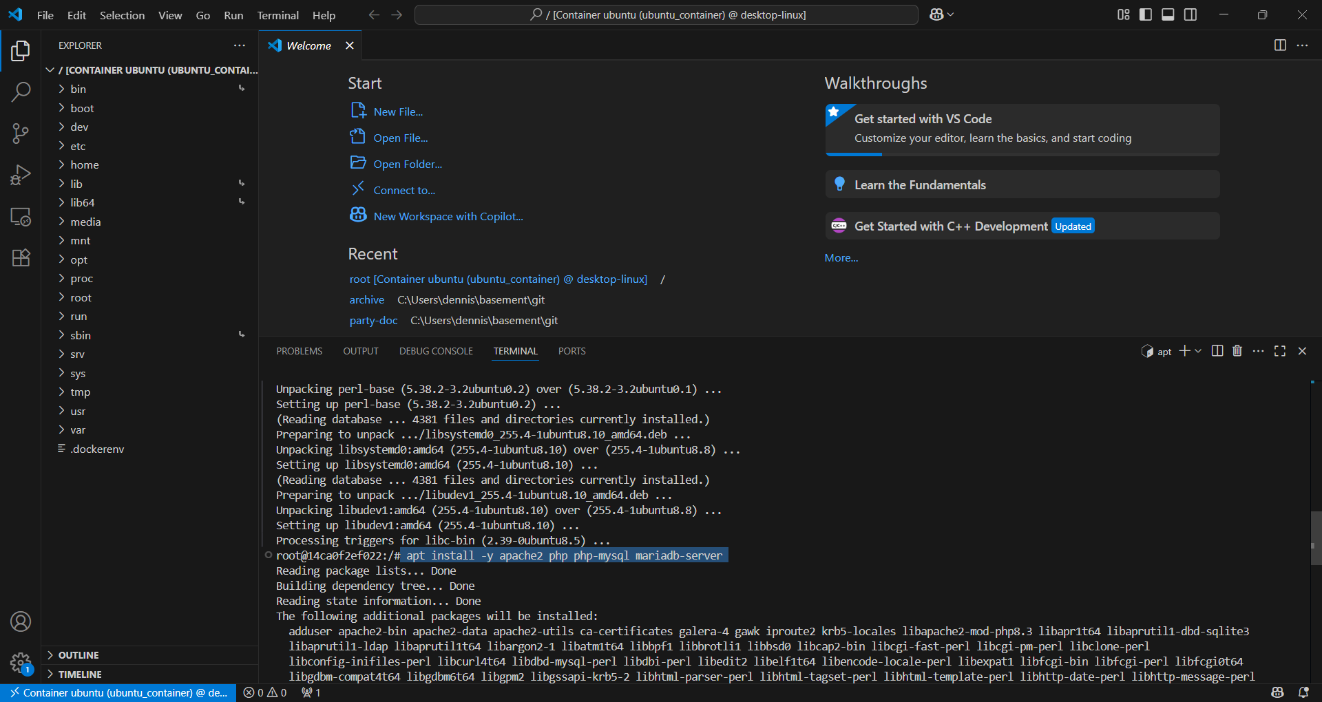vscode install dependencies